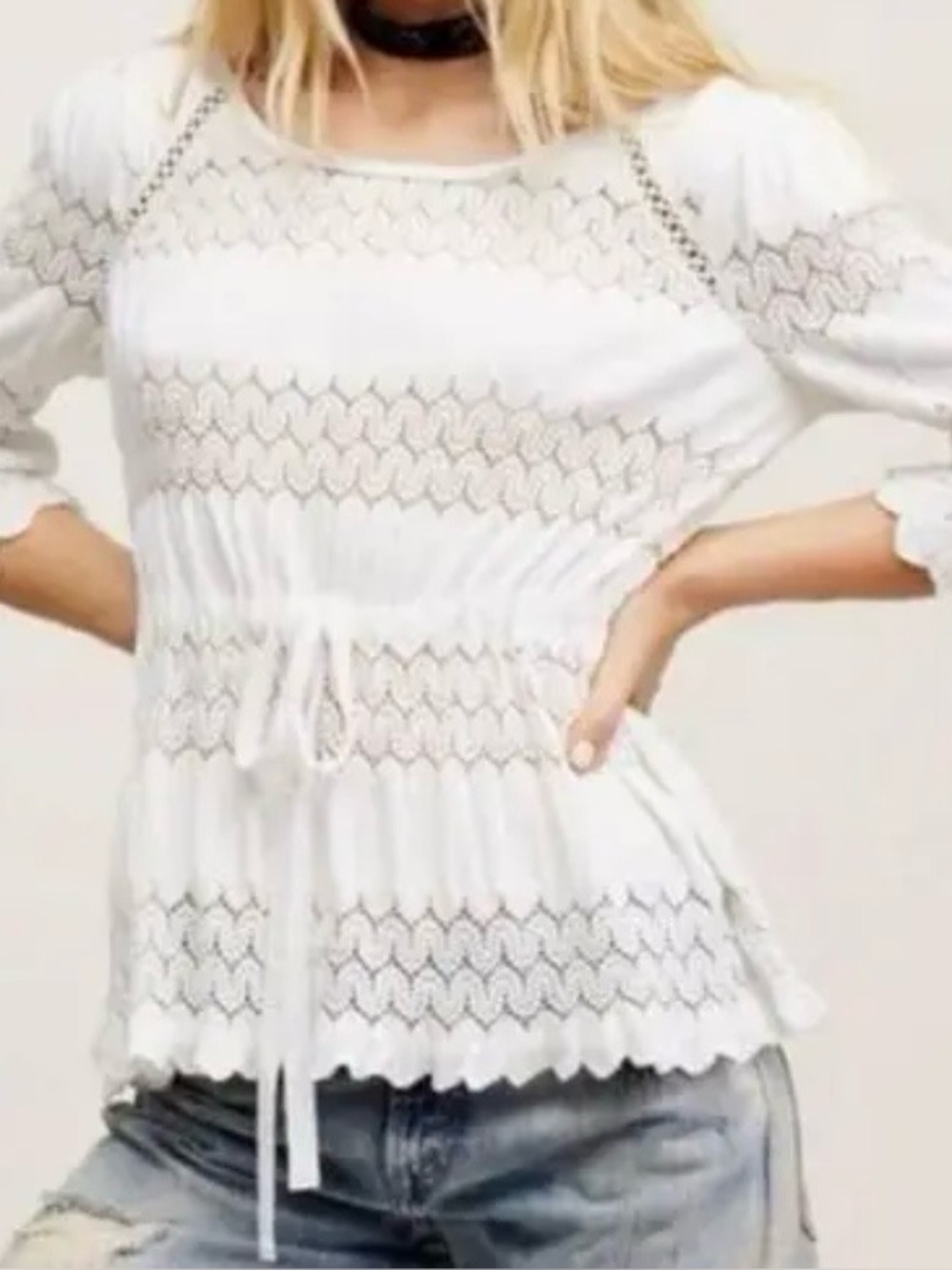 Free People Fire Island Crochet Cinch Waist Top